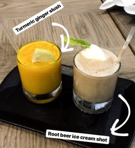 Mugg & Bean Root Beer Ice Cream and Turmeric Gingerade