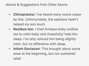 Advice and suggestions for mums with reflux baby