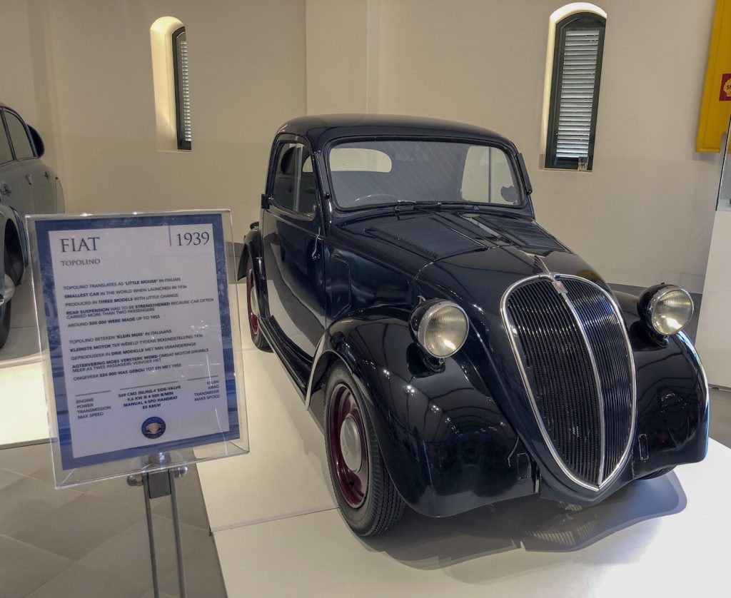 vintage Fiat 1939 displayed at the franschhoek motor museum